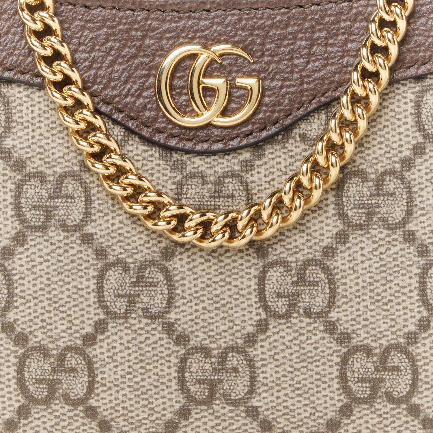 Gucci GG Supreme Monogram Textured Dollar Calfskin Mini Ophidia Chain Bag Beige Ebony 8 of 10