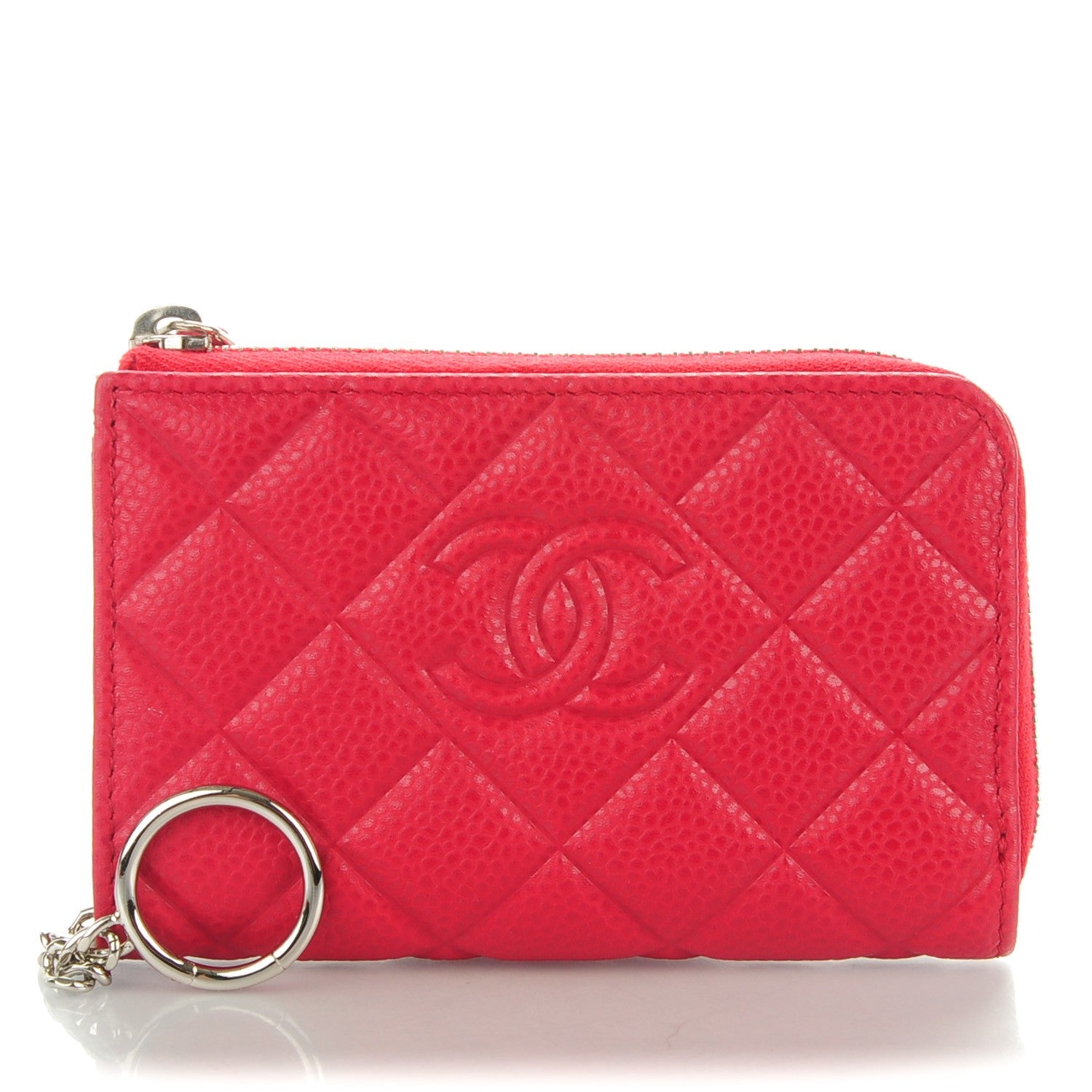 Chanel Caviar Quilted Diamond CC Key Holder Case Dark Pink 1 of 7