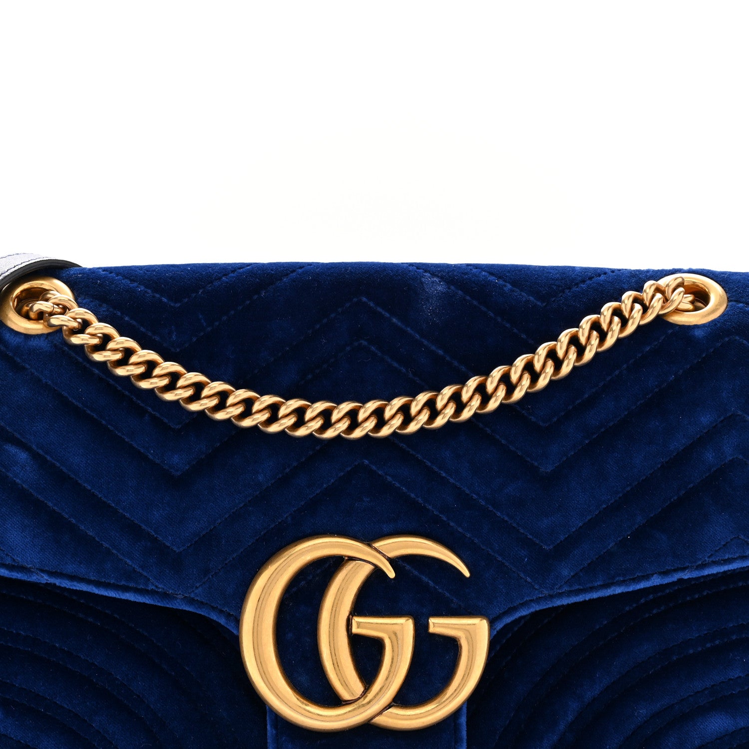 Gucci Velvet Matelasse Medium GG Marmont Shoulder Bag Cobalt Blue 8 of 14