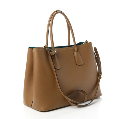 Prada Saffiano Cuir Medium Double Bag Cannella Turquoise 3 of 9