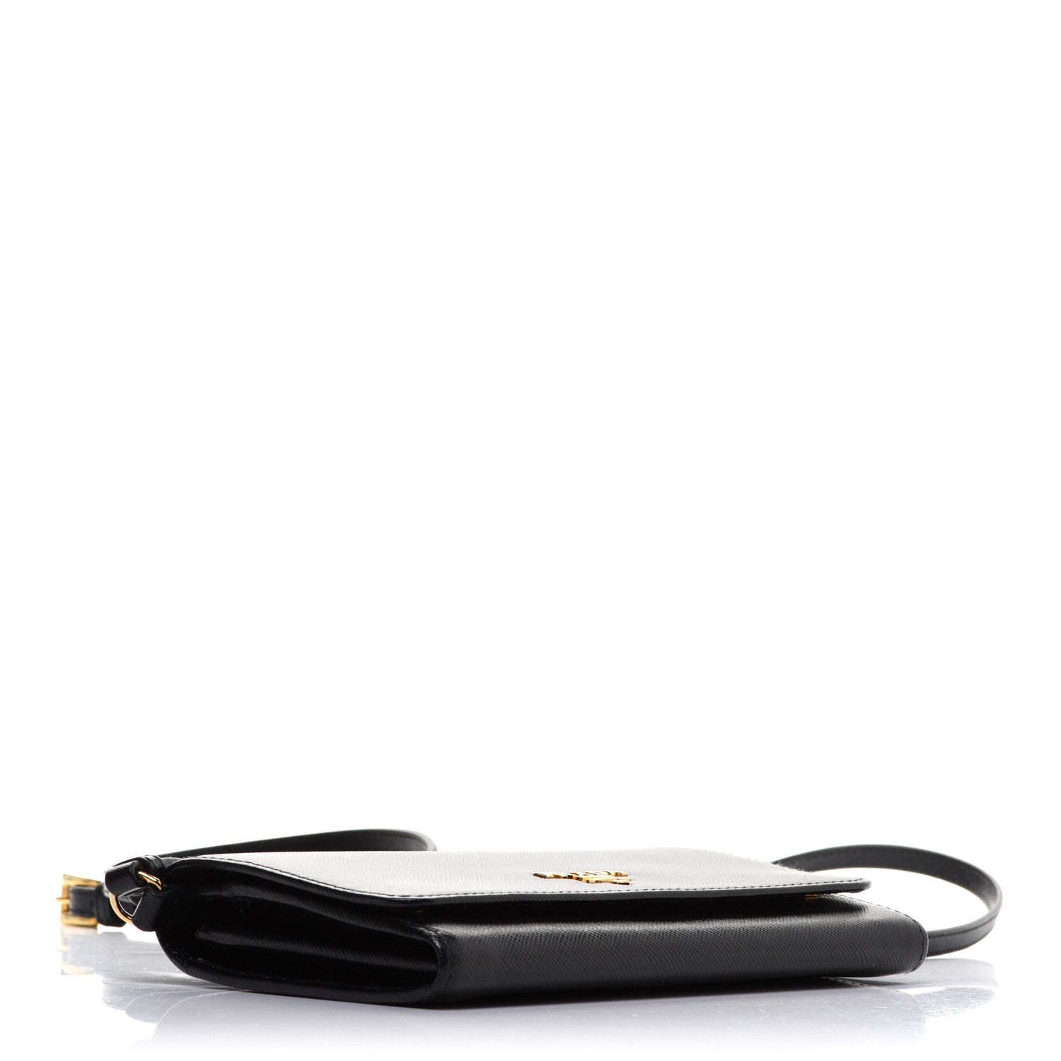 Prada Saffiano Metal Mini Crossbody Wallet Nero Black 4 of 11
