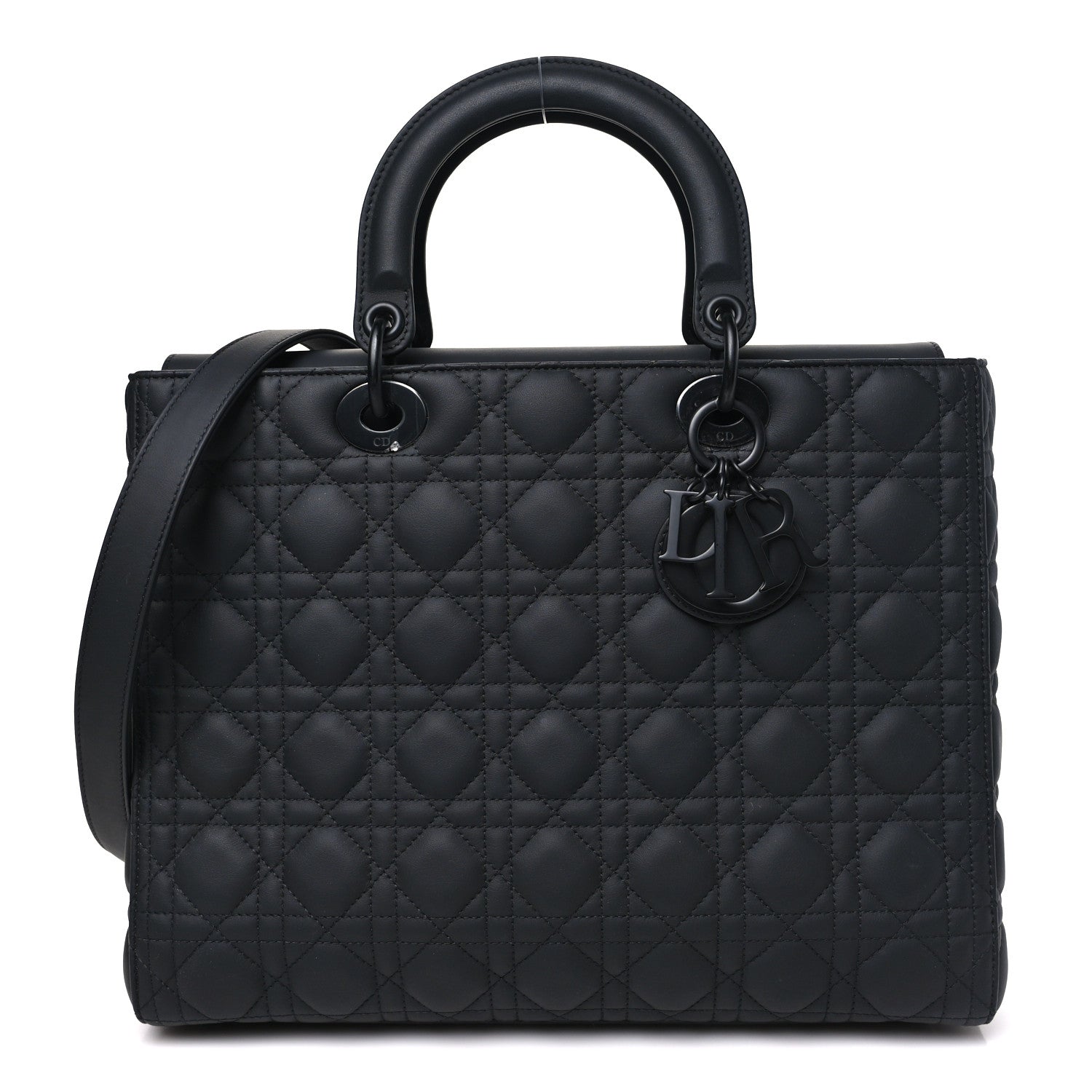 Christian Dior Ultra Matte Calfskin Cannage Large Lady Dior Black 1 of 10
