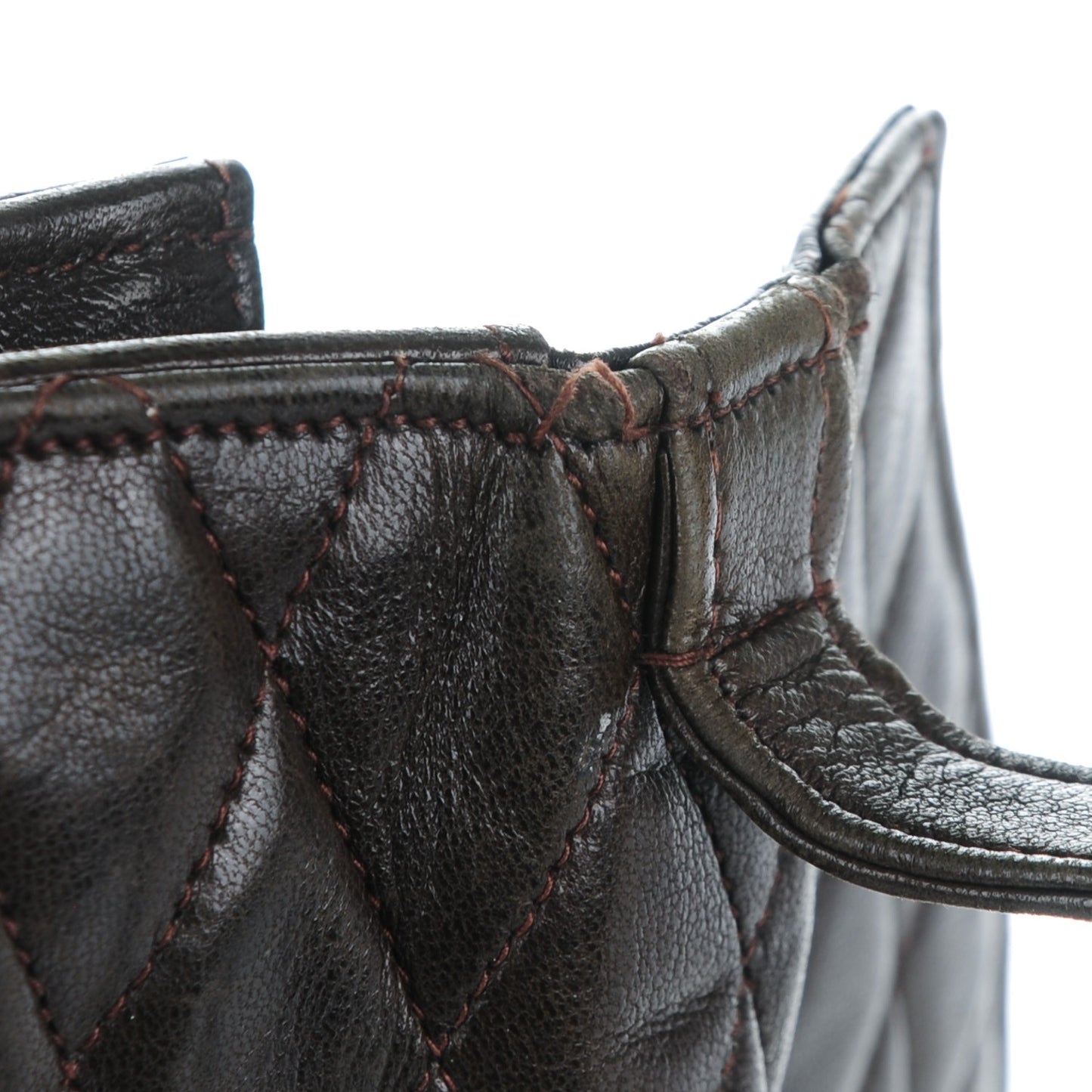 Lambskin Quilted Envelope Single Flap Brown