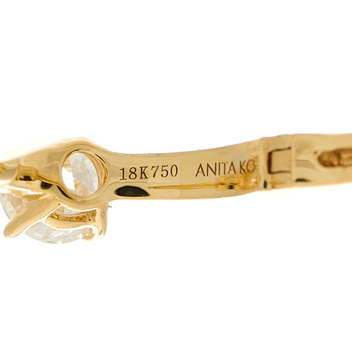 Anita Ko 18K Yellow Gold Diamond Round Center Huggie Earrings 4 of 4