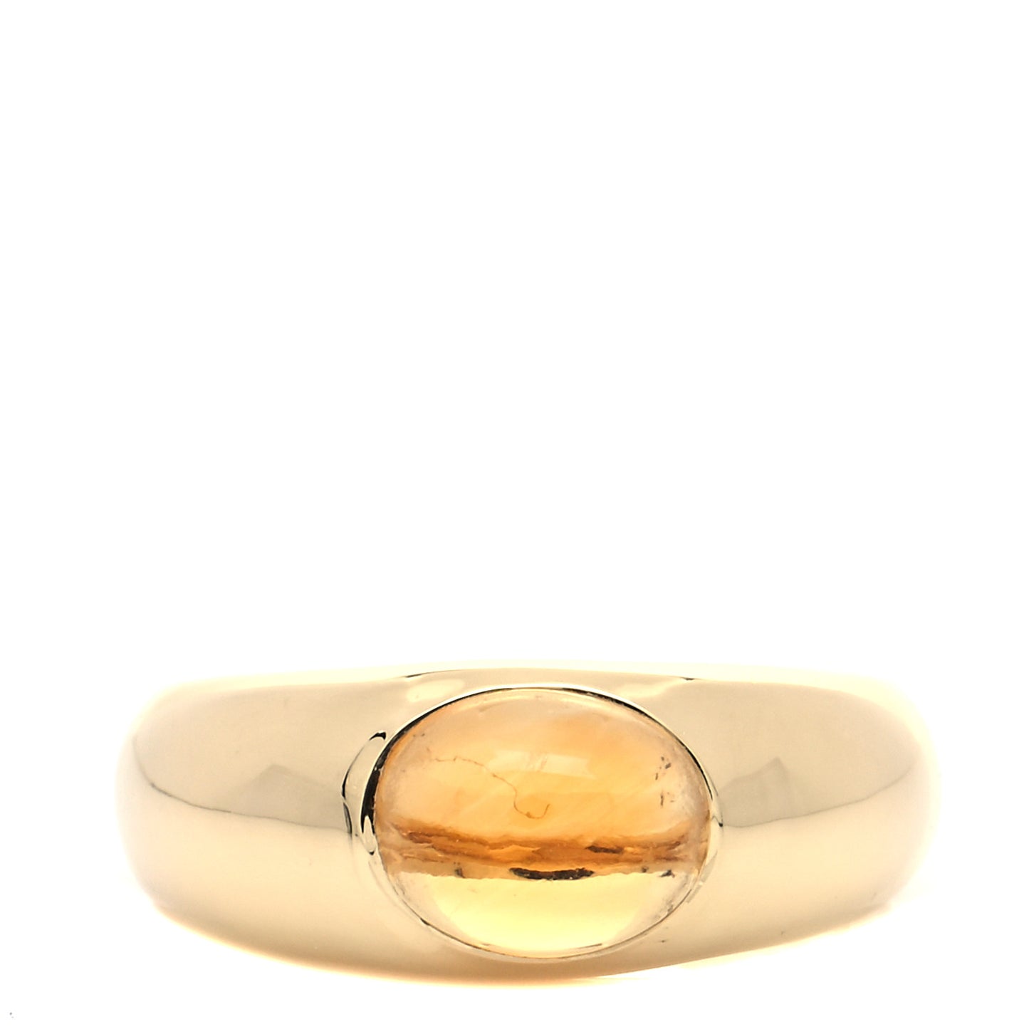 18K Yellow Gold Citrine Cabochon Ring 53 6.25