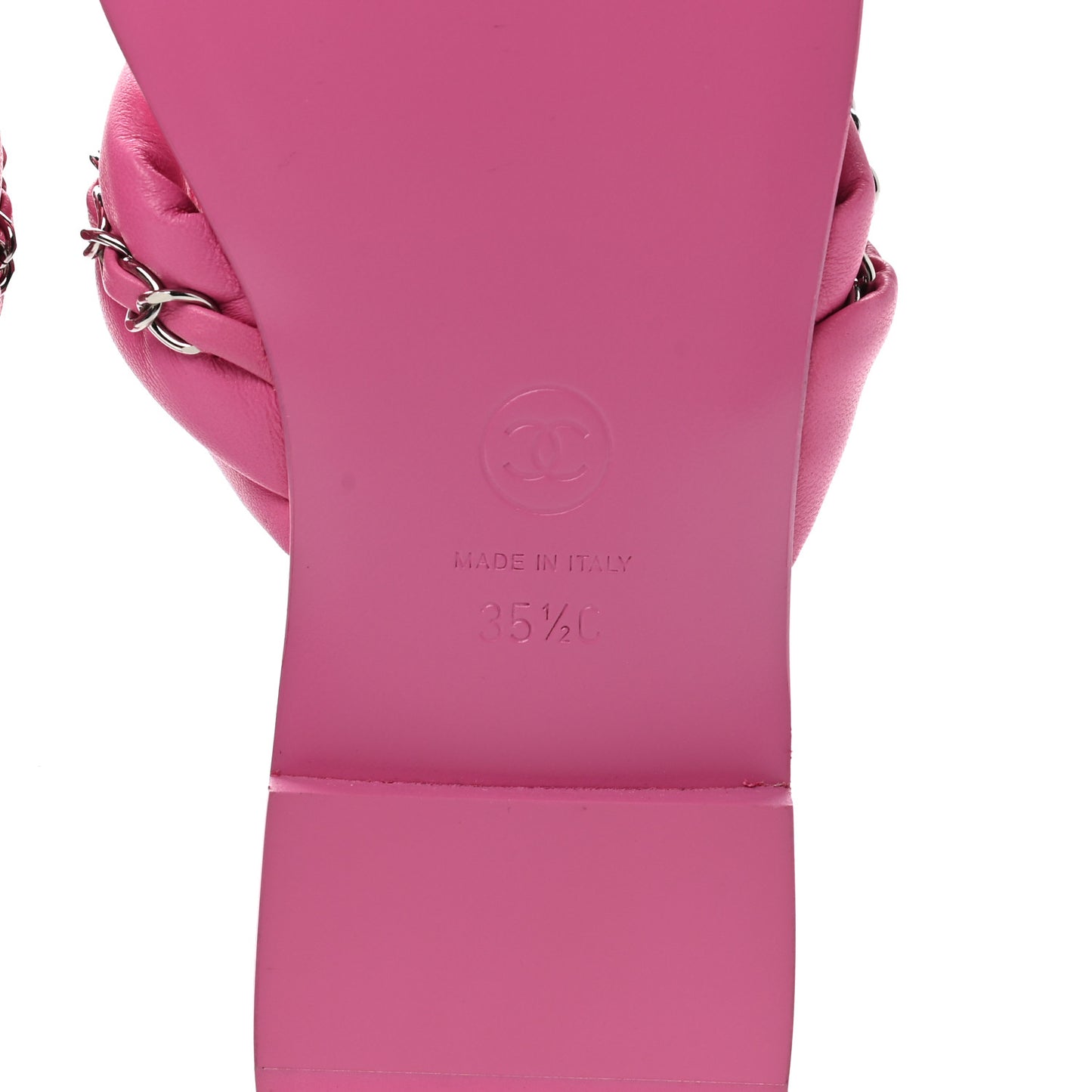 Lambskin Chain Thong Sandals 35.5 Fuchsia