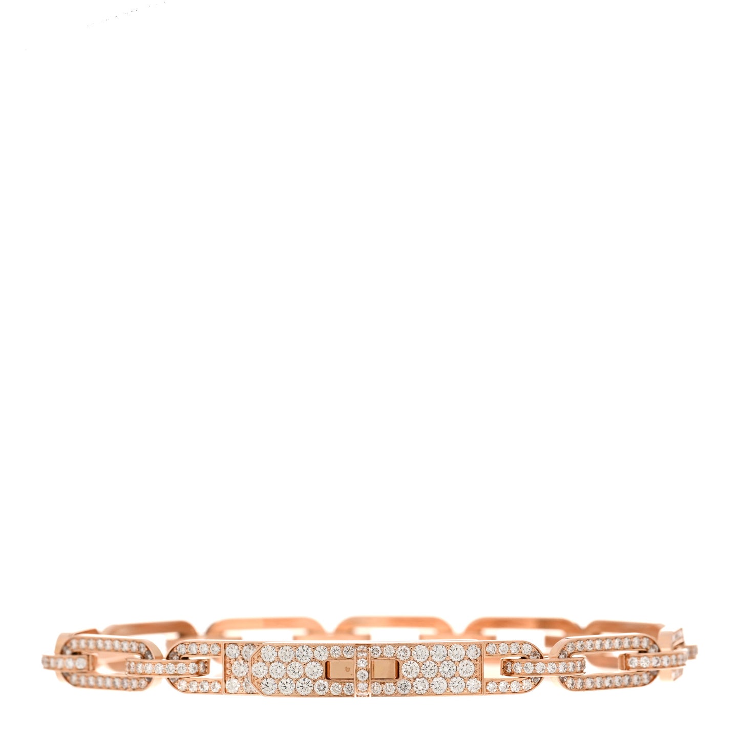 18K Rose Gold Diamond Full Pave PM Kelly Chaine Bracelet ST
