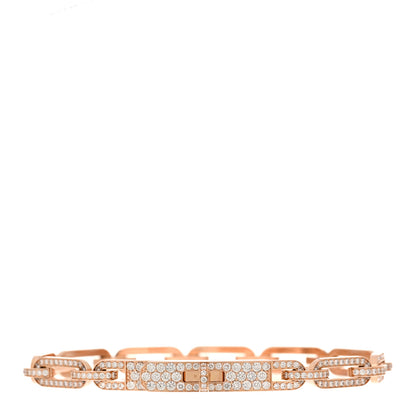 Hermes 18K Rose Gold Diamond Full Pave PM Kelly Chaine Bracelet ST 1 of 3