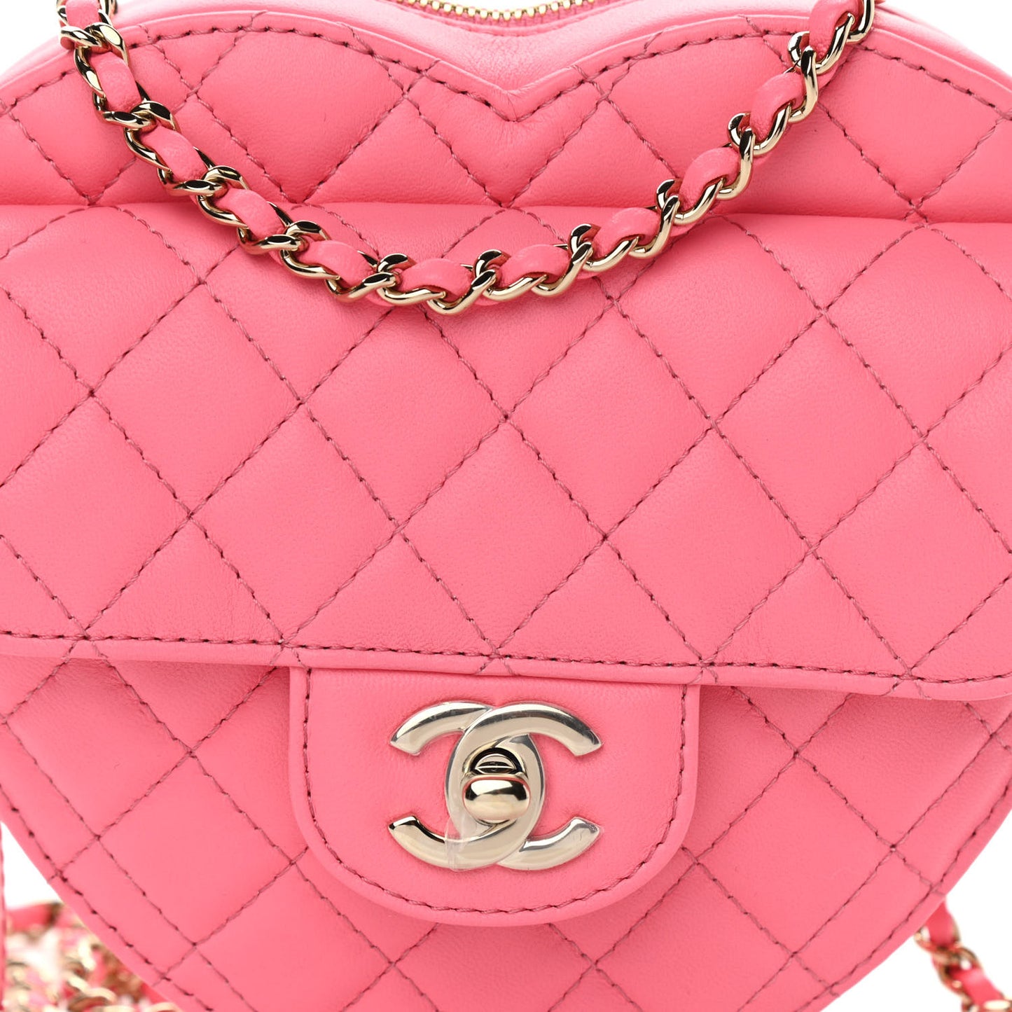 Lambskin Quilted CC In Love Heart Bag Pink