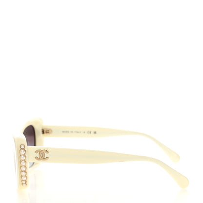 Chanel Acetate Pearl Cat Eye CC Sunglasses 5481-H White 3 of 8