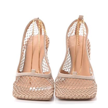 Bottega Veneta Mesh Calfskin Chain Stretch Pumps 36 Beige 2 of 7
