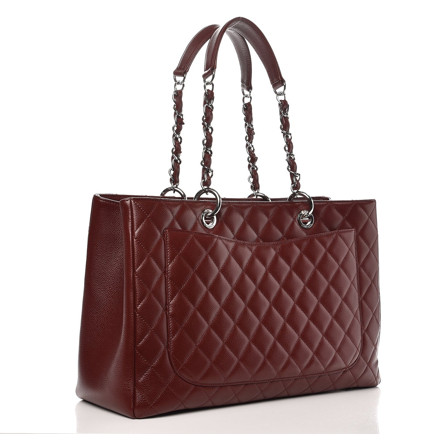 Caviar Quilted XL Grand Shopping Tote GST Dark Burgundy