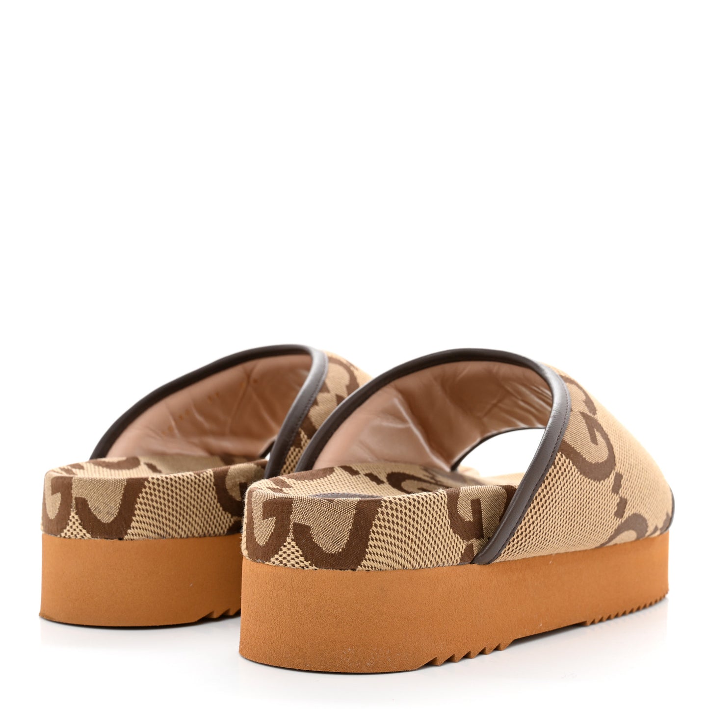 Monogram Jumbo GG Nappa Samoa Platform 40mm Slide Sandals 39 Camel Ebony New Acero