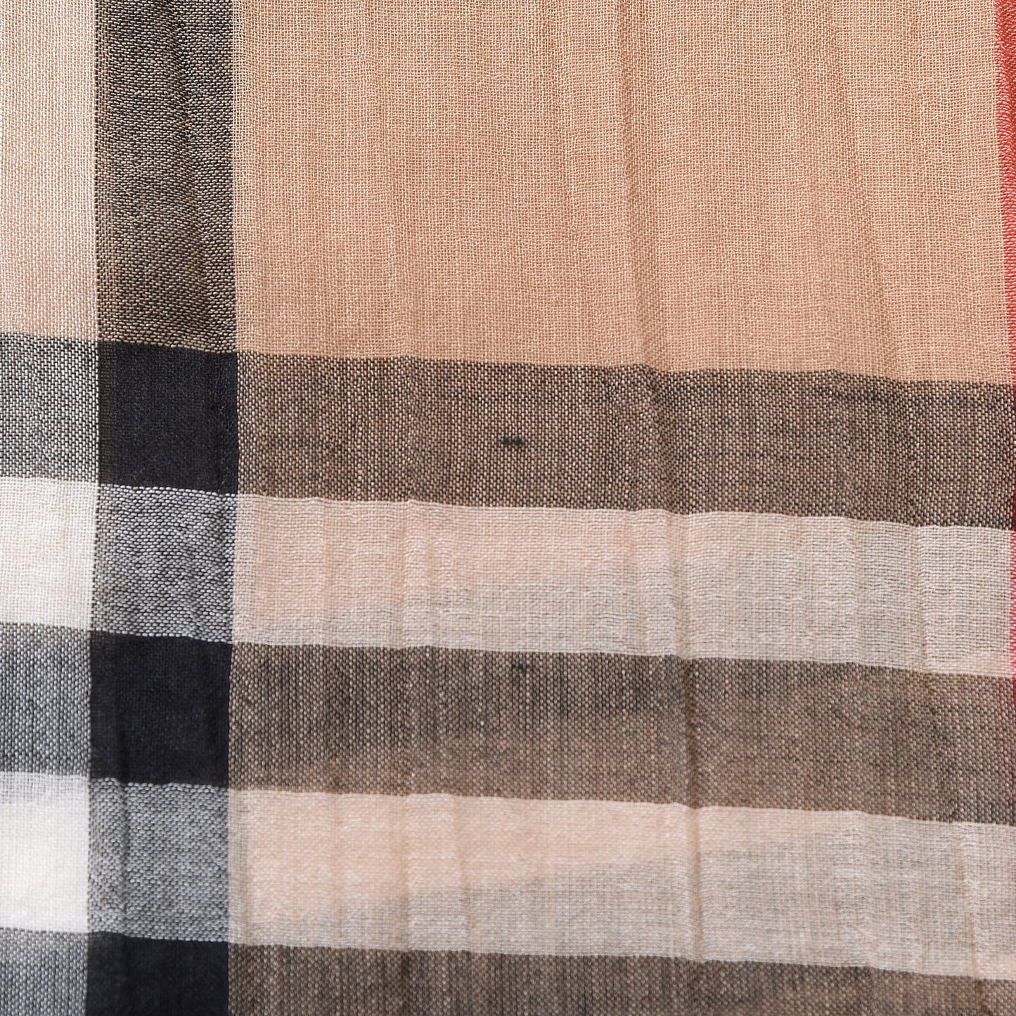 Wool Silk House Check Lightweight Scarf Camel