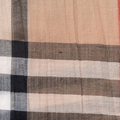Burberry Wool Silk House Check Lightweight Scarf Camel 5 of 5