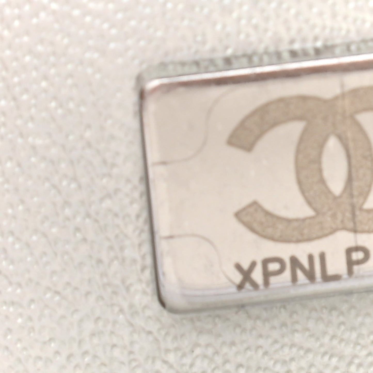 Iridescent Calfskin Quilted Mini Rectangular Flap White