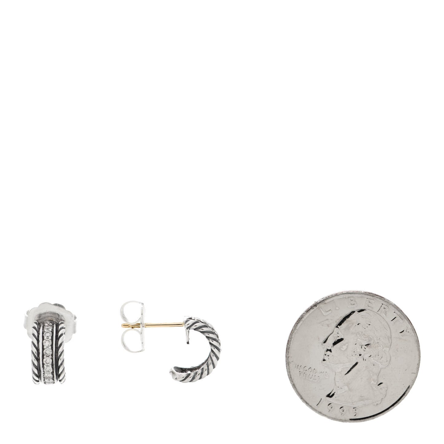 Sterling Silver Diamond 12mm Cable Hoop Earrings