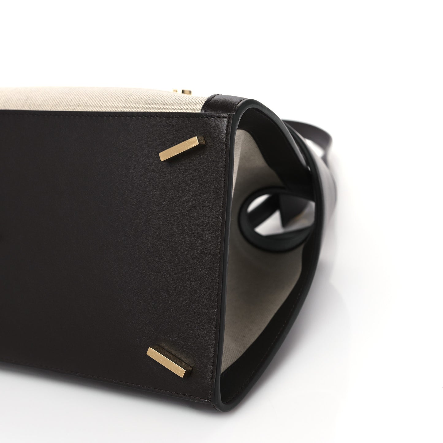 Calfskin Canvas Medium Hug Bag Natural Testa Di Moro