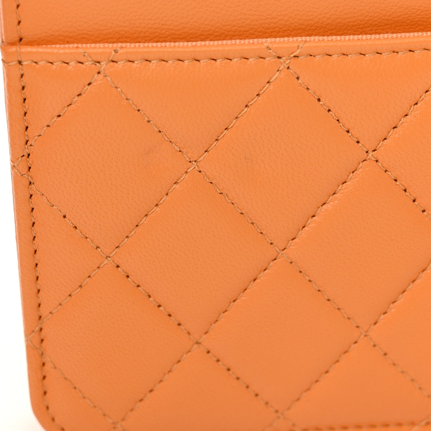 Chanel Lambskin Lacquered Quilted Trendy CC Wallet On Chain WOC Orange 12 of 13