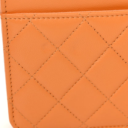 Chanel Lambskin Lacquered Quilted Trendy CC Wallet On Chain WOC Orange 12 of 13