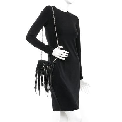 Saint Laurent Suede Fringe Chain Small Monogram Satchel Black 2 of 8