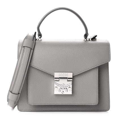 MCM Grained Calfskin Small Patricia Satchel Arch Grey 1 of 10