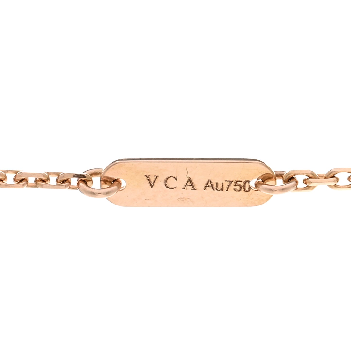 18K Rose Gold Diamond Pink Porcelain Vintage Alhambra Pendant Necklace