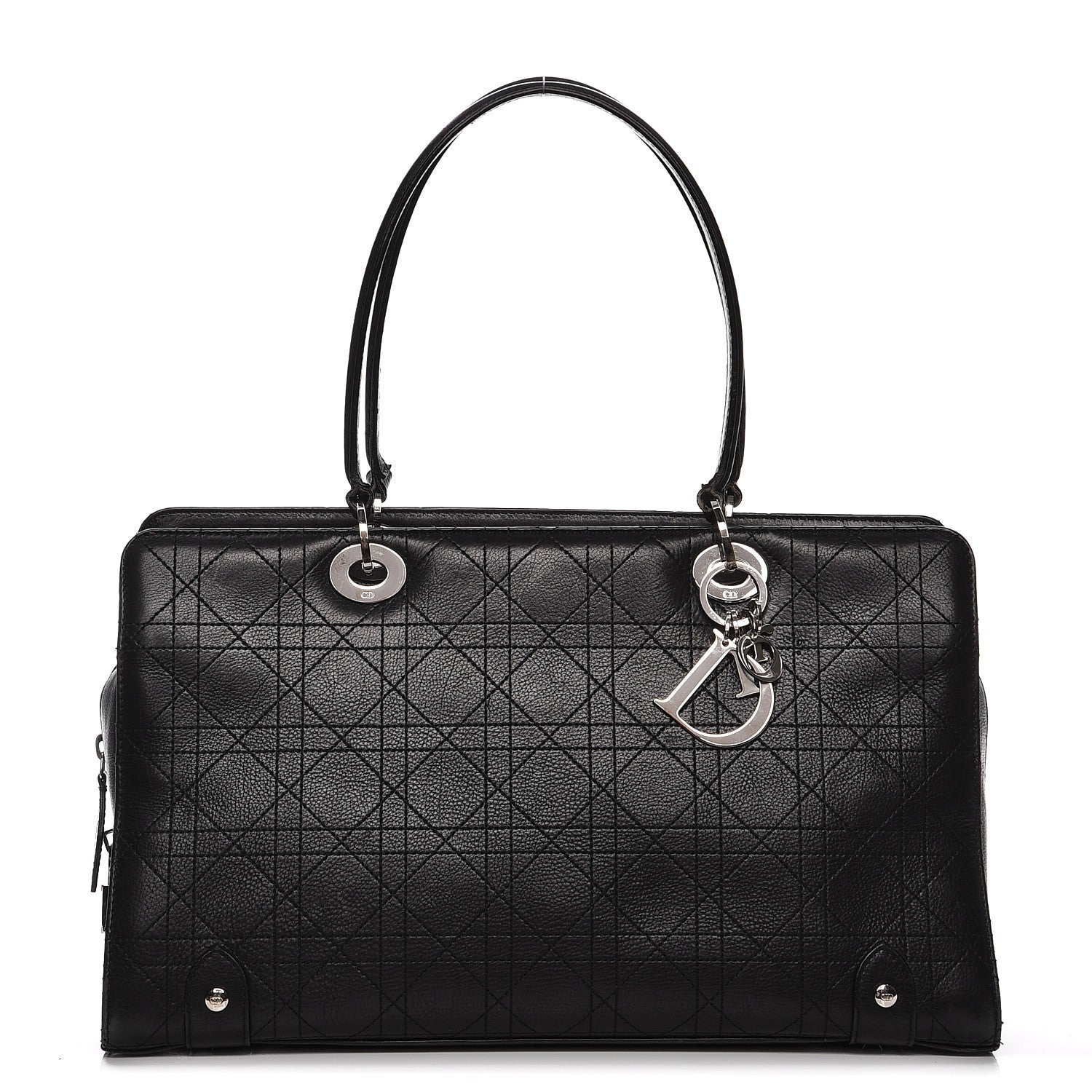 Christian Dior Calfskin Cannage Stitched Large East West Lady Dior Black 1 of 15