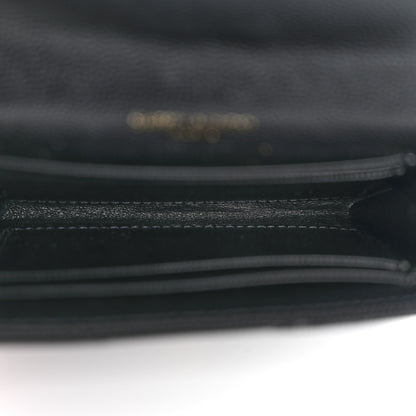 Saint Laurent Grain De Poudre Matelasse Chevron Small Monogram Envelope Wallet Black 5 of 11