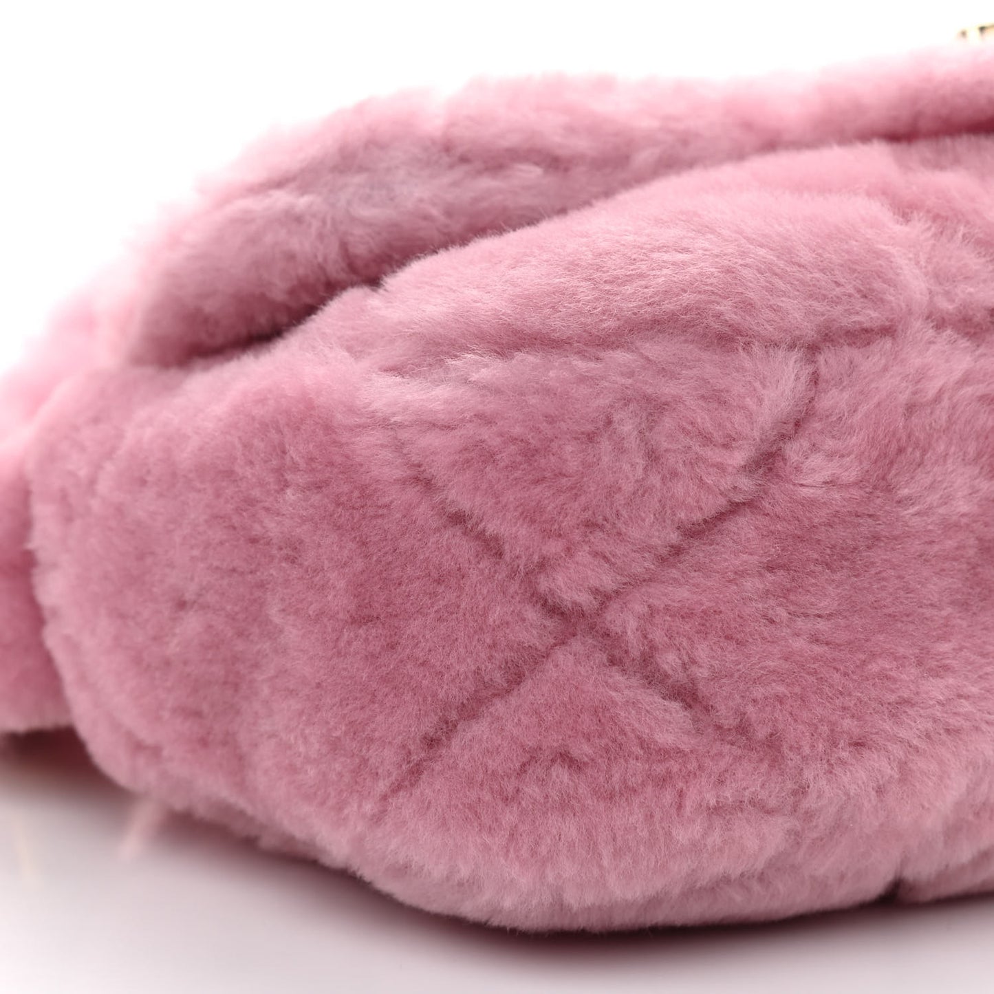 Shearling Lambskin Quilted Flap Pink