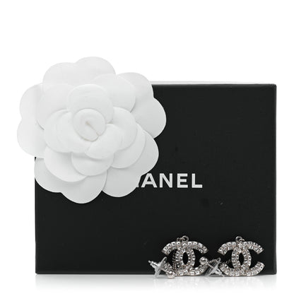 Chanel Baguette Crystal CC Drop Earrings Silver 5 of 5