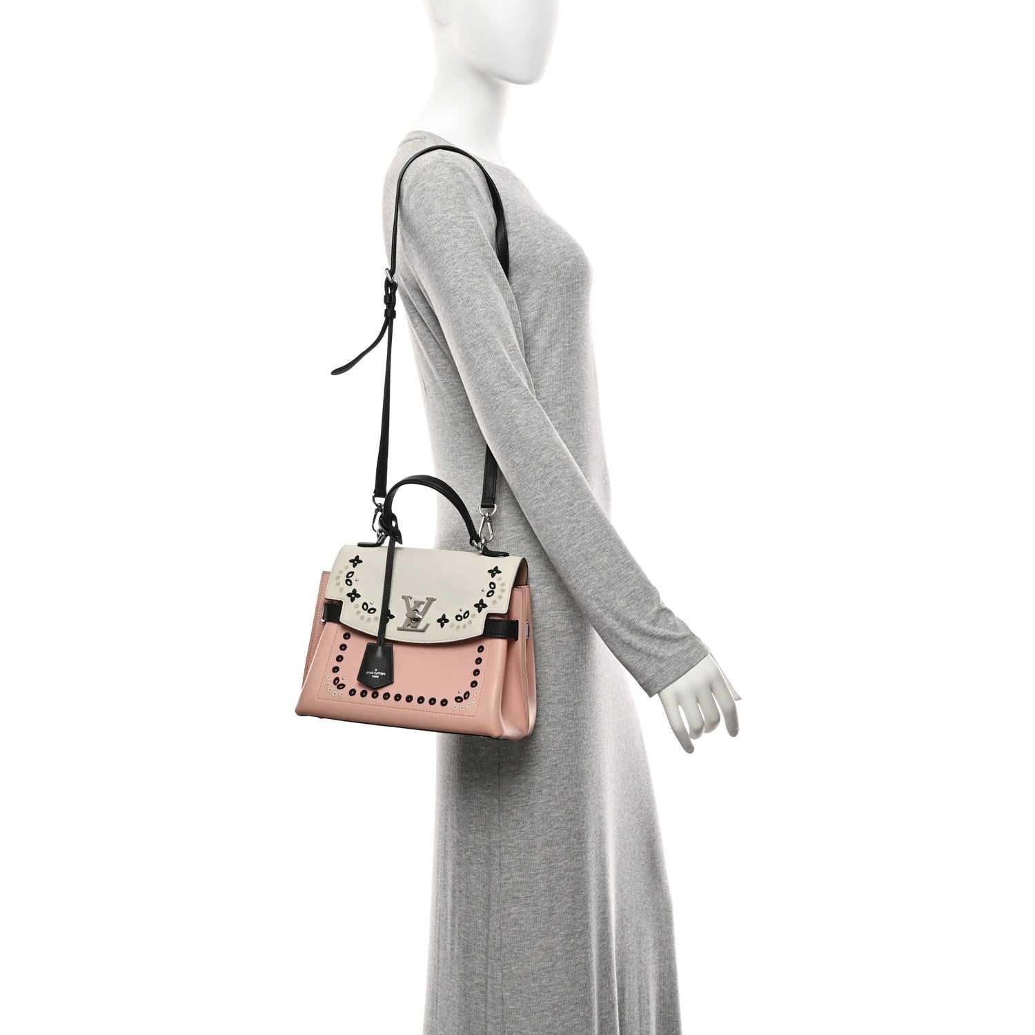 Louis Vuitton Soft Calfskin Embroidered Lockme Ever BB Rose Pink Snow White Black 2 of 10