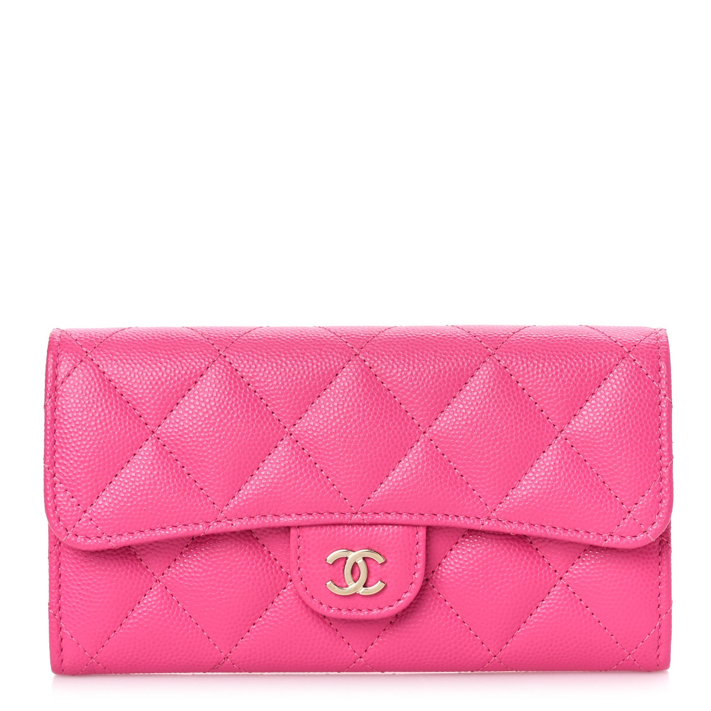 Caviar Quilted Medium Flap Wallet Dark Pink