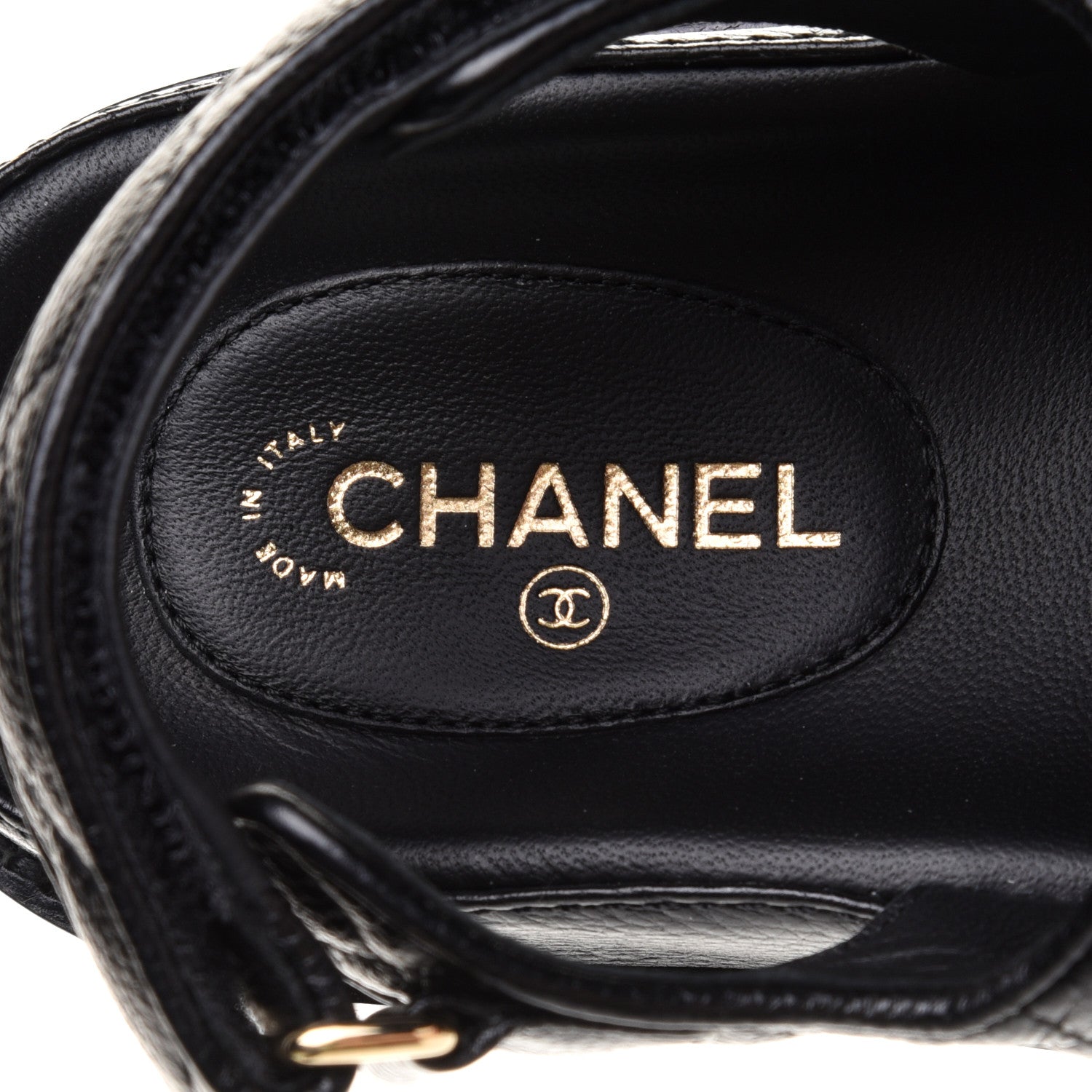 Chanel Grained Calfskin Velcro Dad Sandals 36 Black 7 of 10