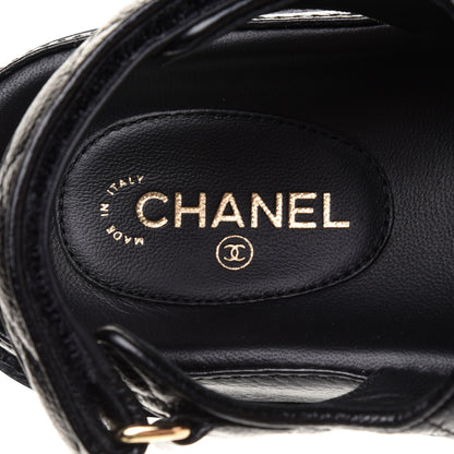 Chanel Grained Calfskin Velcro Dad Sandals 36 Black 7 of 10