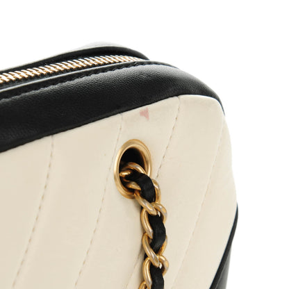Chanel Calfskin Chevron Camera Case Dark White 8 of 9