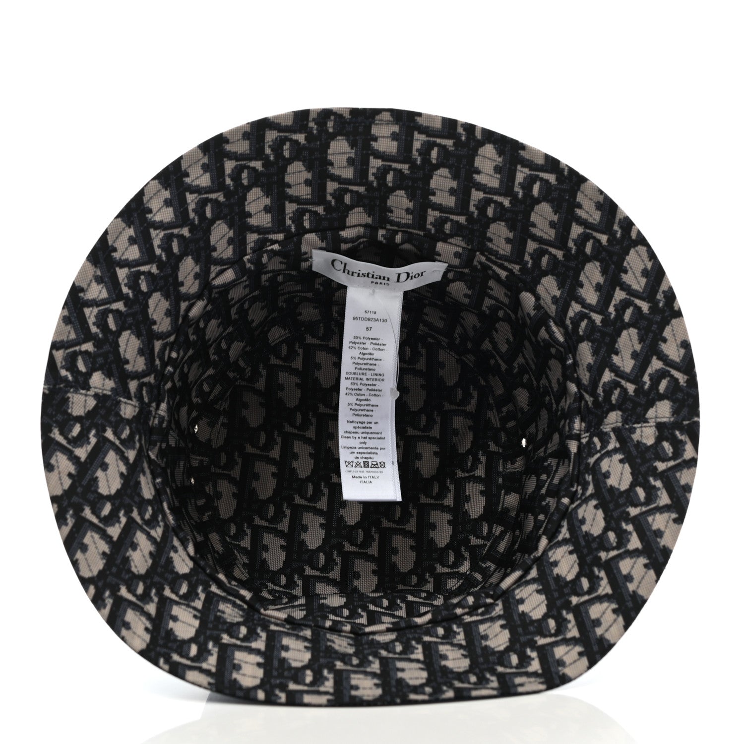 Christian Dior Polyester Cotton Oblique Teddy-D Brim Bucket Hat 57 Black 10 of 11