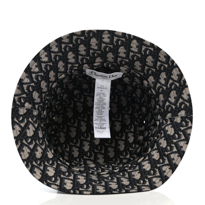 Christian Dior Polyester Cotton Oblique Teddy-D Brim Bucket Hat 57 Black 10 of 11