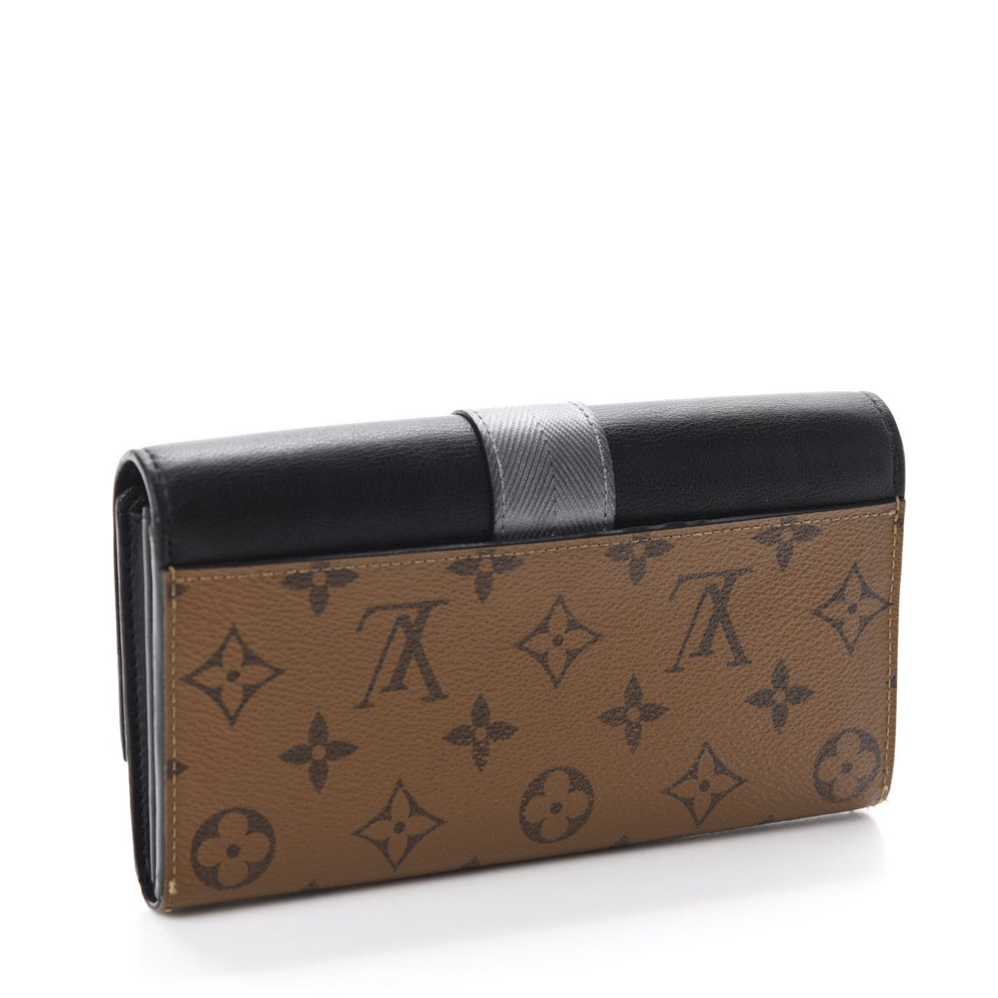 Calfskin Reverse Monogram Column Sarah Wallet Black