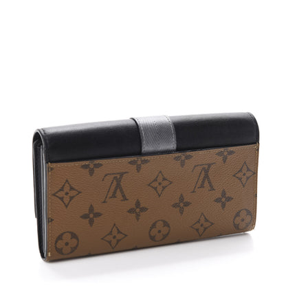 Louis Vuitton Calfskin Reverse Monogram Column Sarah Wallet Black 3 of 11