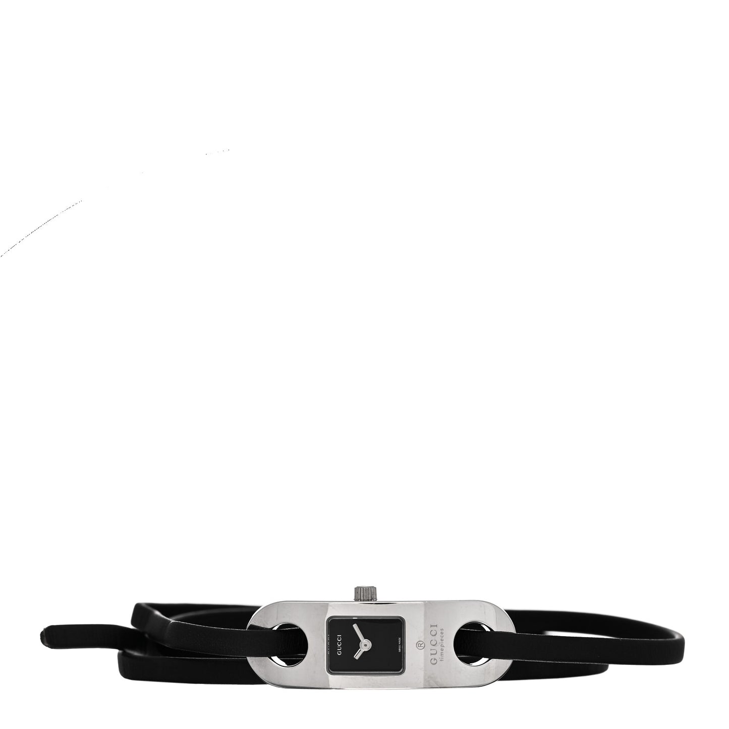 Stainless Steel Calfskin 14mm 6100L Wrap Quartz Watch Black