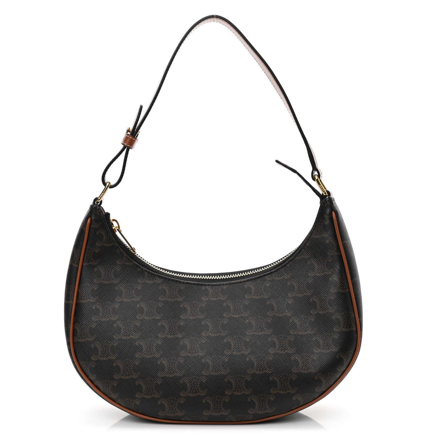 Celine Triomphe Canvas Calfskin Ava Shoulder Bag Tan 1 of 11