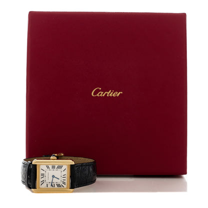 Cartier Stainless Steel 18K Yellow Gold Alligator 24mm Tank Solo Quartz Watch 5 of 5