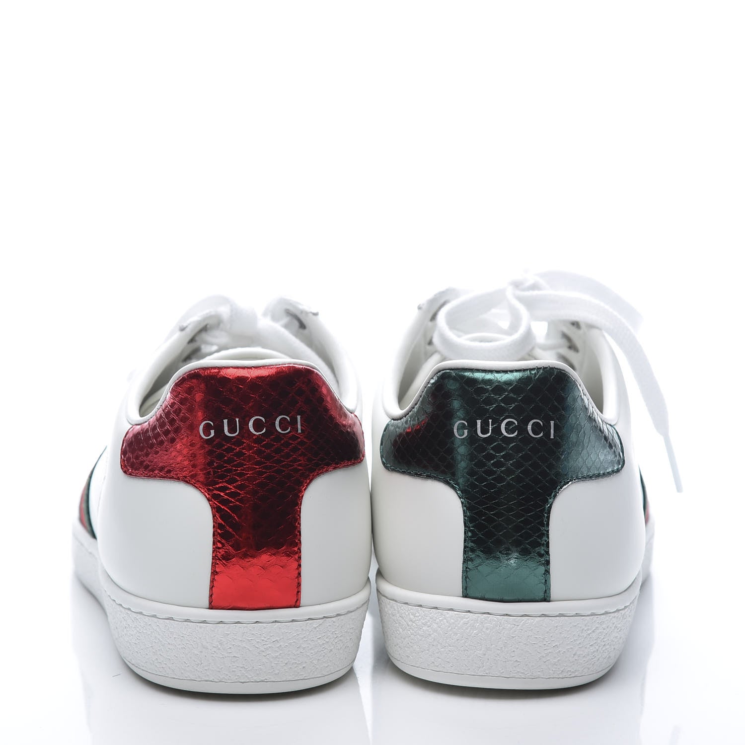 Gucci Calfskin Ayers Bee Embroidered Womens Ace Sneakers 41 White Green 6 of 10