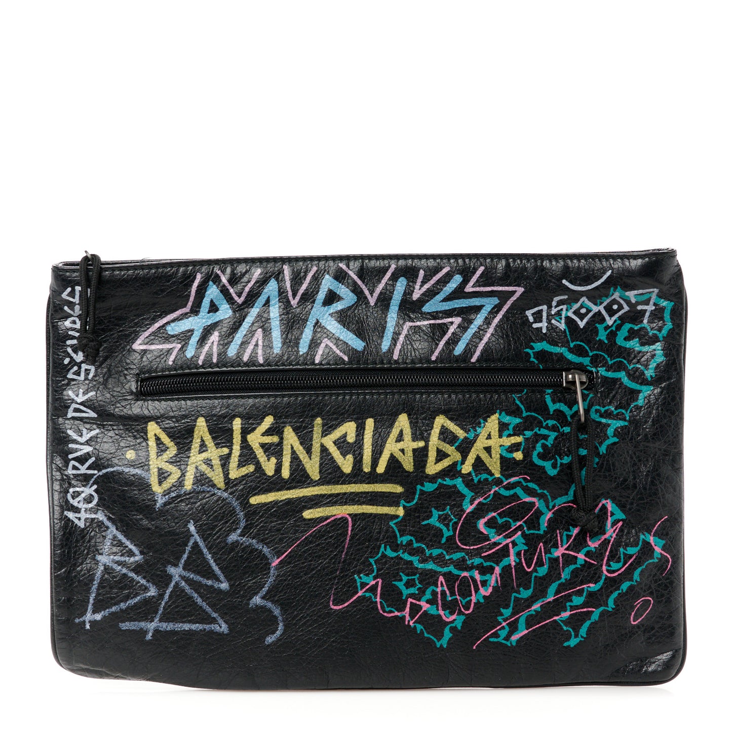Agneau Arena Graffiti All Over Zip Pouch Black Multicolor