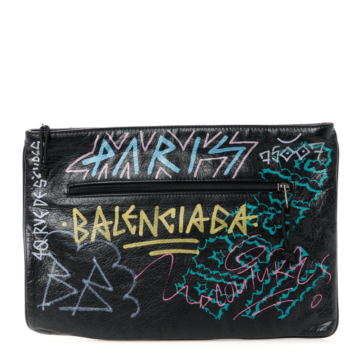 Balenciaga Agneau Arena Graffiti All Over Zip Pouch Black Multicolor 1 of 8