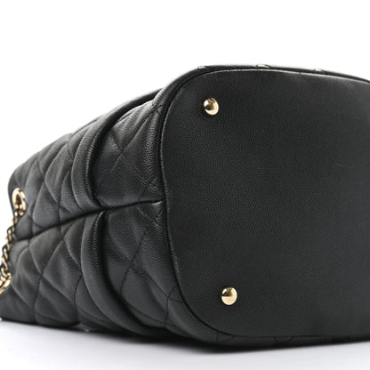 Chanel Caviar Quilted Rolled Up Bucket Drawstring Bag Black 7 of 10