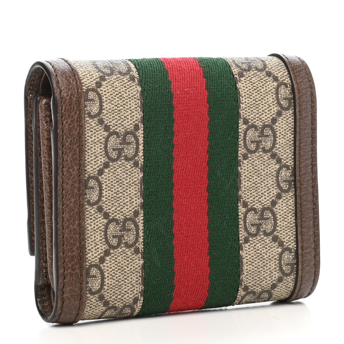 GG Supreme Monogram Web Ophidia French Flap Wallet Beige New Acero