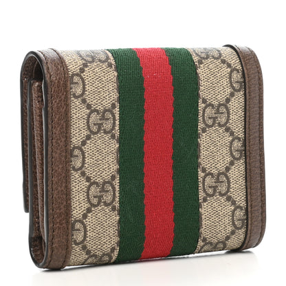 Gucci GG Supreme Monogram Web Ophidia French Flap Wallet Beige New Acero 3 of 7