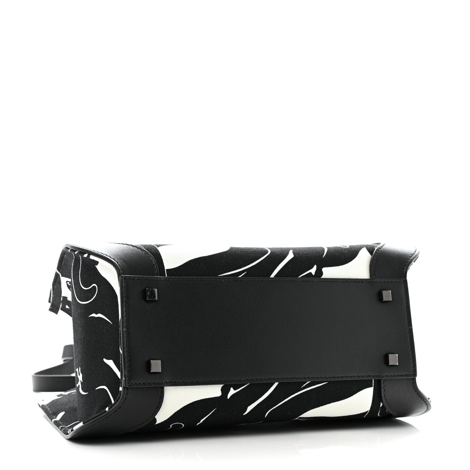 Valentino Garavani Canvas Panther Calfskin Crystal Small Vlogo Signature Tote Black White 4 of 12